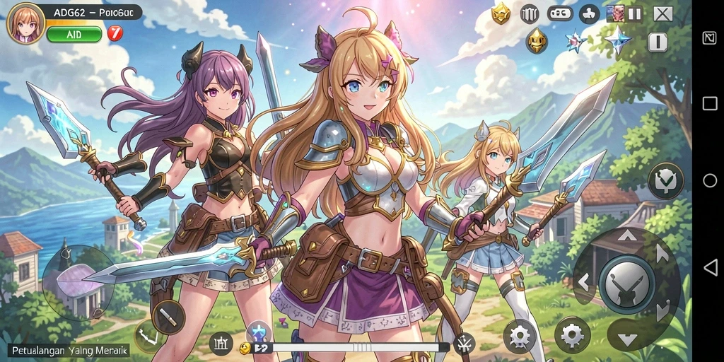 Tangkapan layar dari permainan <strong>ADG62</strong> yang penuh aksi dan karakter anime yang memukau.