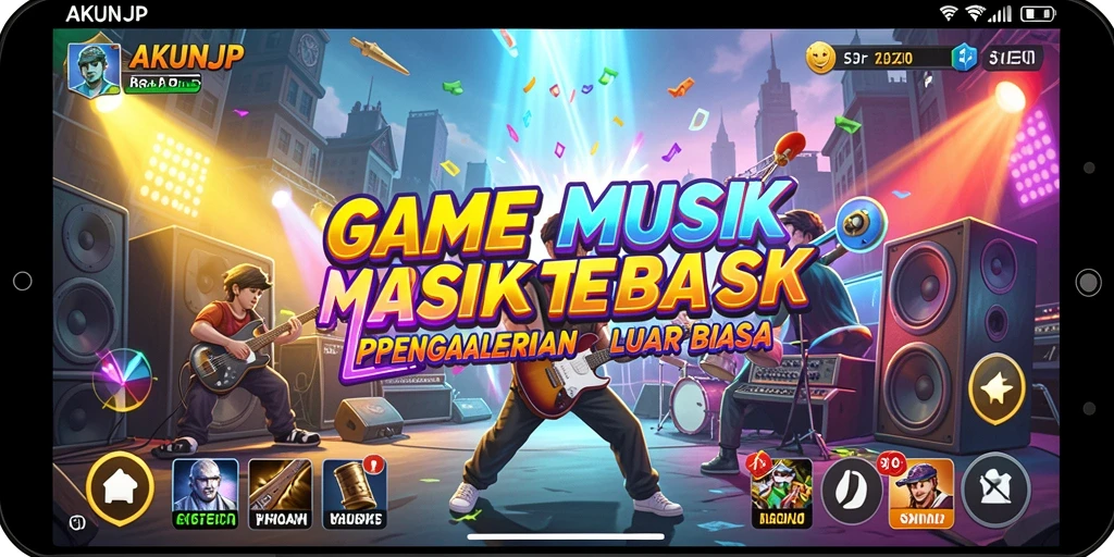 Screenshot AKUNJP menampilkan gameplay yang menarik dengan berbagai pilihan lagu.