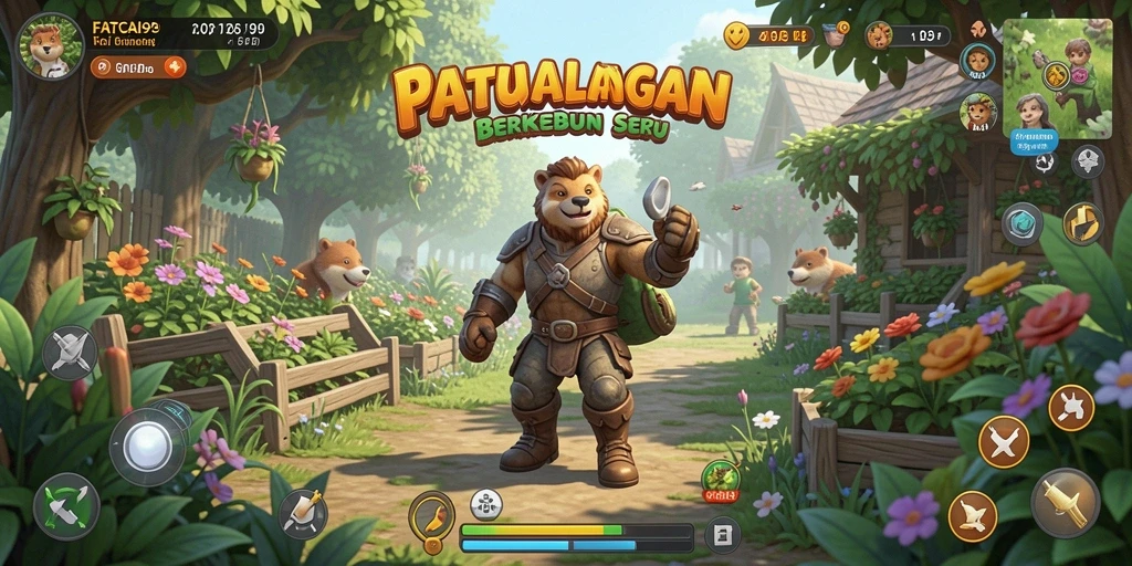 Tampilan gameplay FATCAI99 menampilkan kebun yang indah dan subur.