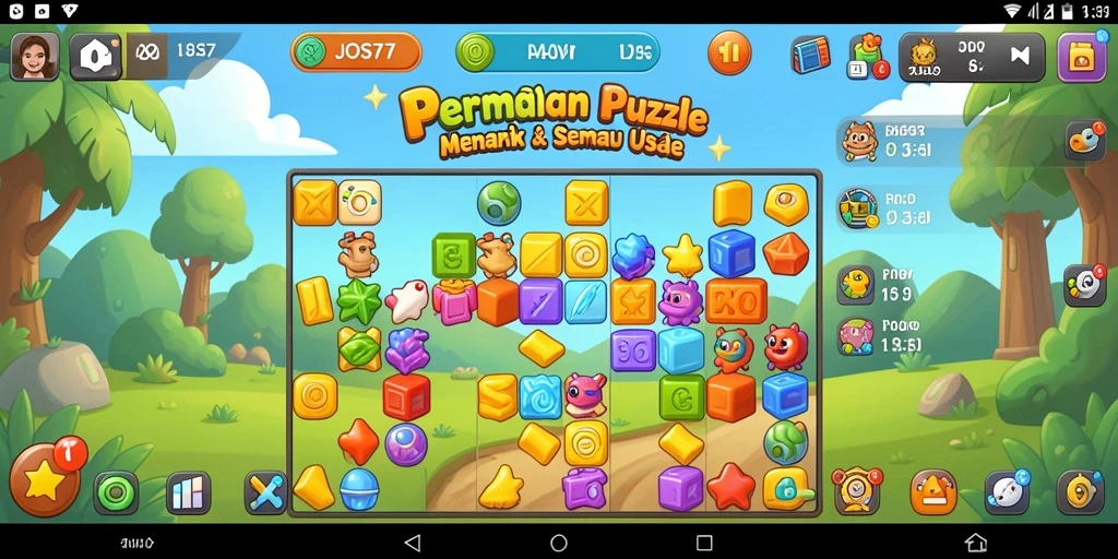 Tampilan gameplay JOS77 yang penuh warna dan menantang teka-teki.