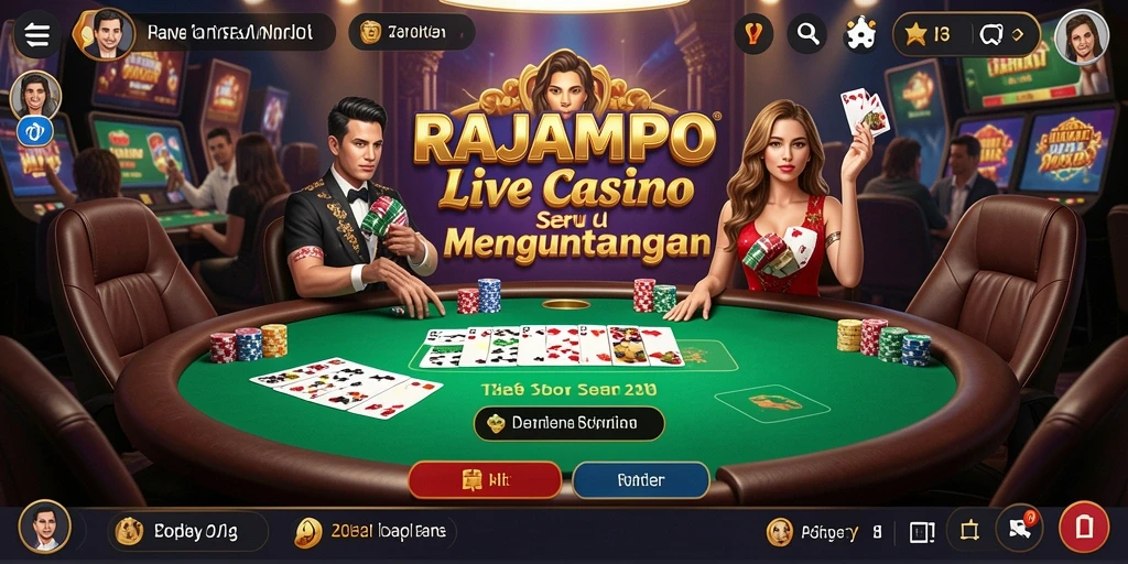 Gameplay seru dalam aplikasi Live Casino RAJAMPO dengan dealer langsung.