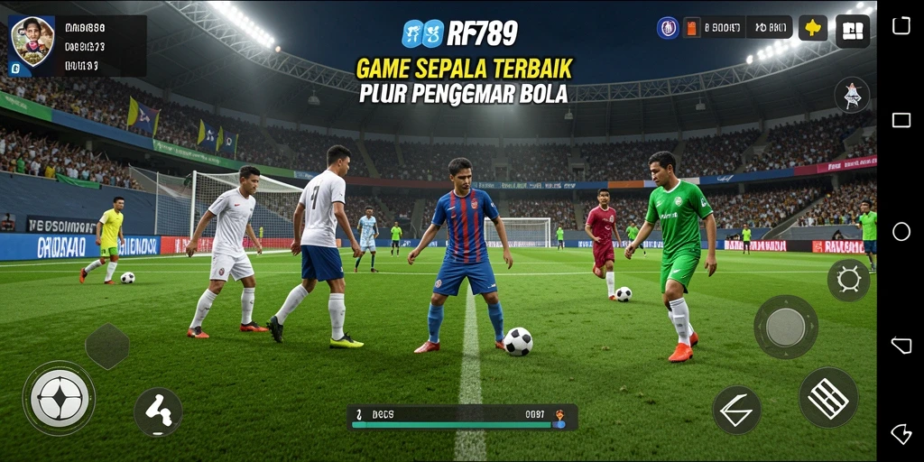 Tampilan permainan sepak bola yang seru dan dinamis.