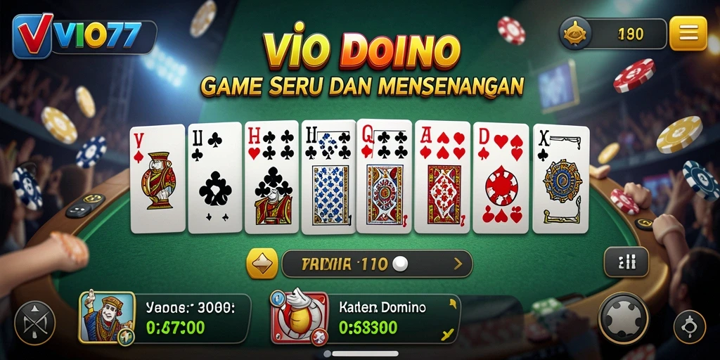 Tampilan menarik dari gameplay domino yang seru dan kompetitif.