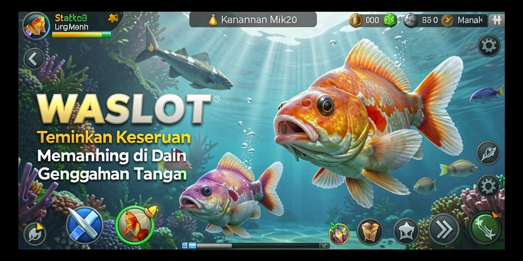 Tangkapan layar gameplay WASLOT yang menggambarkan pengalaman memancing yang seru.